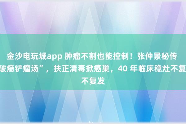 金沙電玩城app 腫瘤不割也能控制！張仲景秘傳 “破癥鏟瘤湯”，扶正清毒掀癌巢，40 年臨床穩(wěn)灶不復(fù)發(fā)