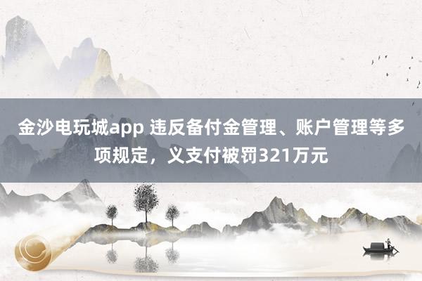 金沙電玩城app 違反備付金管理、賬戶(hù)管理等多項(xiàng)規(guī)定，義支付被罰321萬(wàn)元