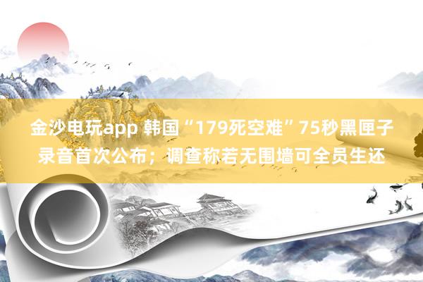 金沙電玩app 韓國“179死空難”75秒黑匣子錄音首次公布；調(diào)查稱若無圍墻可全員生還
