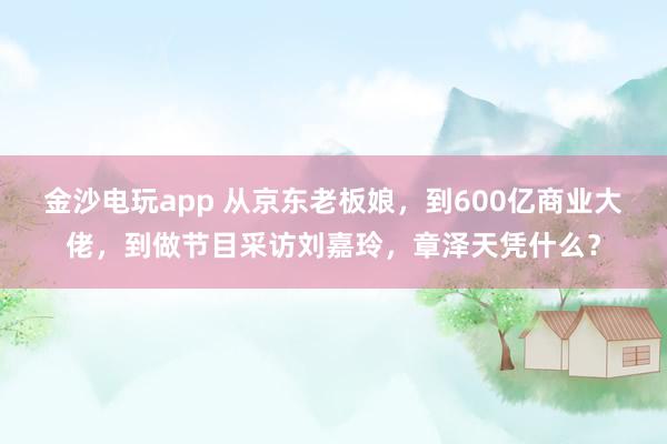 金沙電玩app 從京東老板娘，到600億商業大佬，到做節目采訪劉嘉玲，章澤天憑什么？