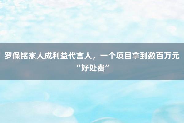 羅保銘家人成利益代言人，一個項目拿到數百萬元“好處費”