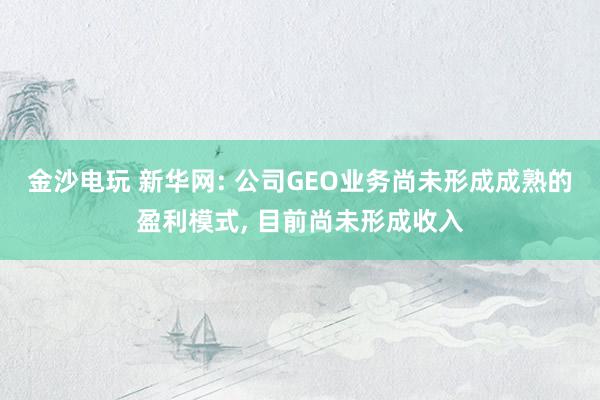 金沙電玩 新華網: 公司GEO業務尚未形成成熟的盈利模式， 目前尚未形成收入