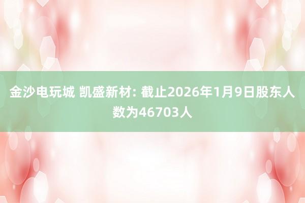 金沙電玩城 凱盛新材: 截止2026年1月9日股東人數為46703人