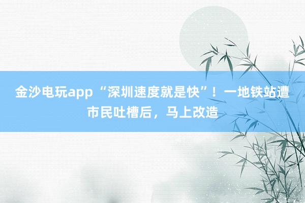 金沙電玩app “深圳速度就是快”！一地鐵站遭市民吐槽后，馬上改造