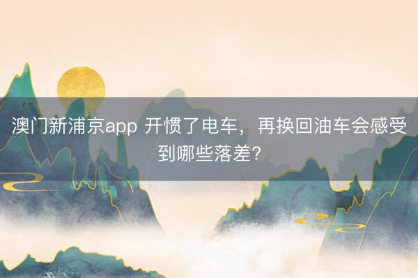 澳門新浦京app 開慣了電車，再換回油車會(huì)感受到哪些落差?