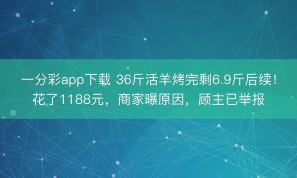 一分彩app下載 36斤活羊烤完剩6.9斤后續！花了1188元，商家曝原因，顧主已舉報